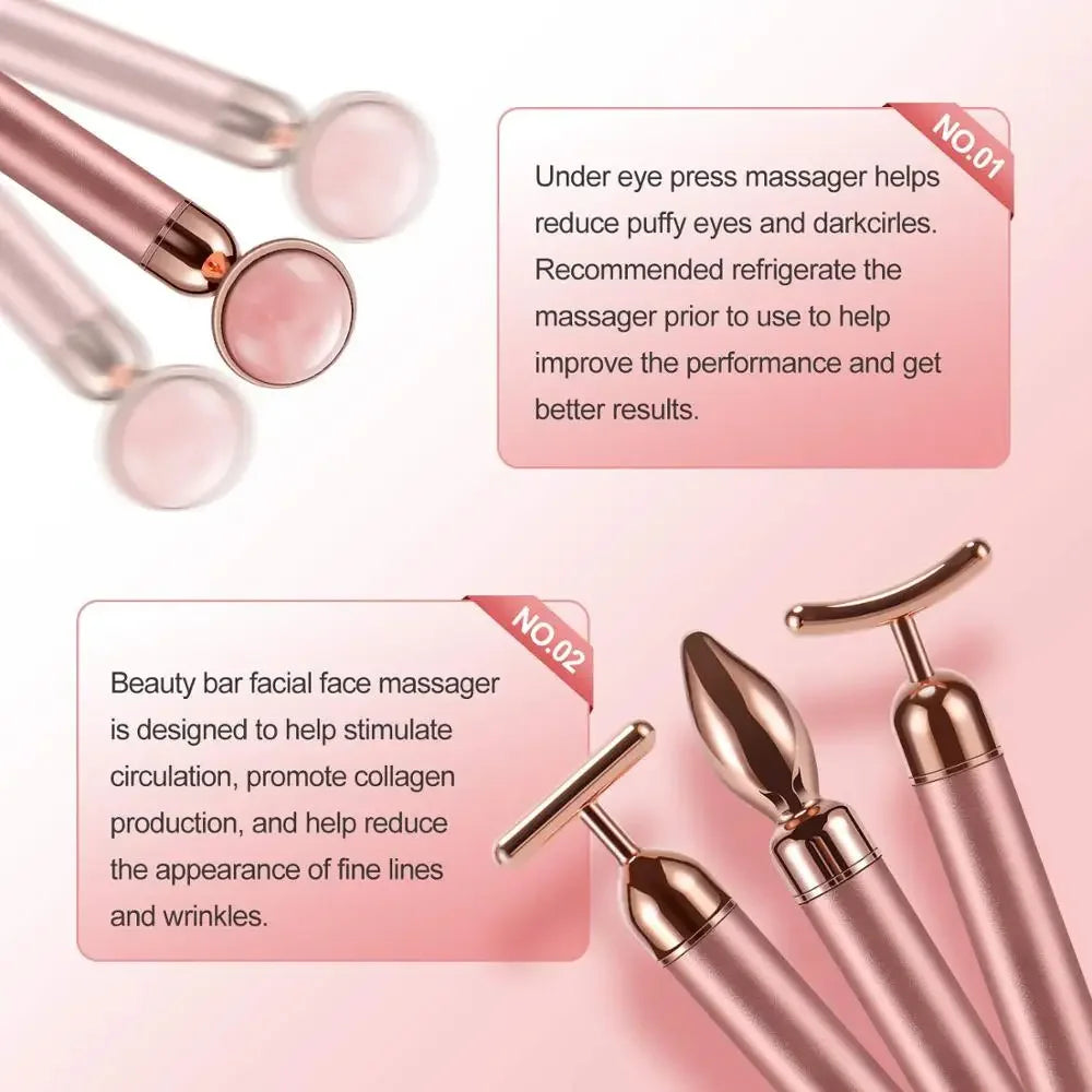 Set de Masaje Facial Premium con Rodillos de Jade Natural y Cuarzo Rosa – 4 en 1 con Estuche de Lujo