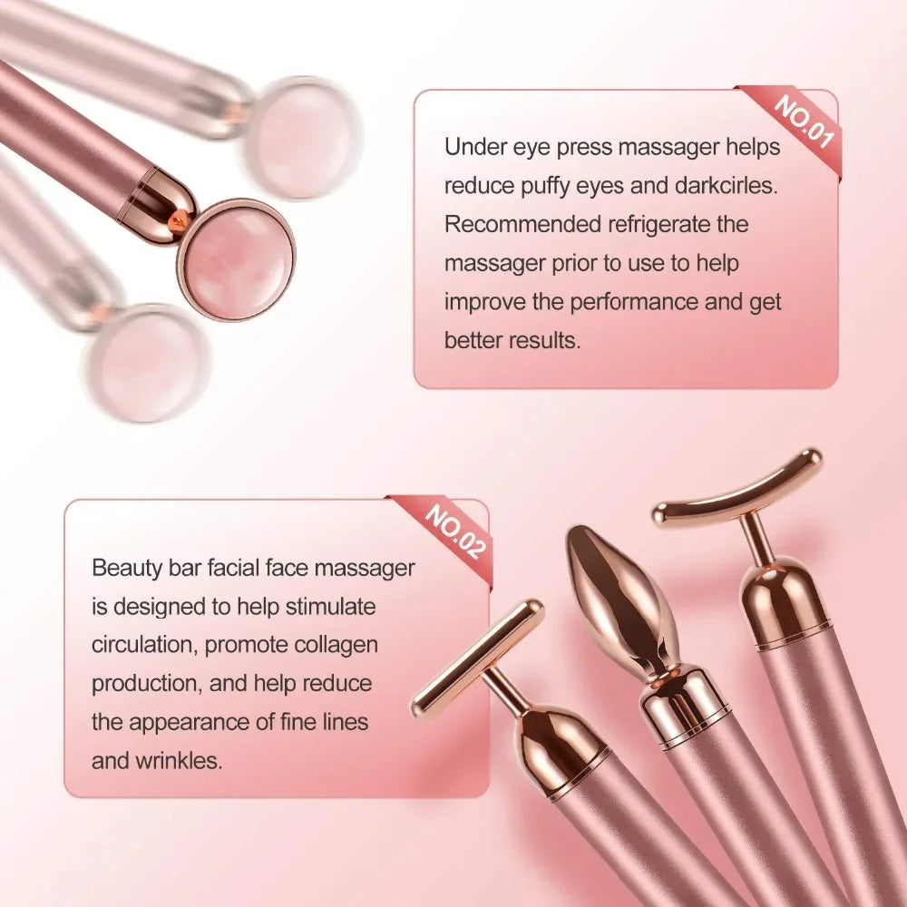Set de Masaje Facial Premium con Rodillos de Jade Natural y Cuarzo Rosa – 4 en 1 con Estuche de Lujo