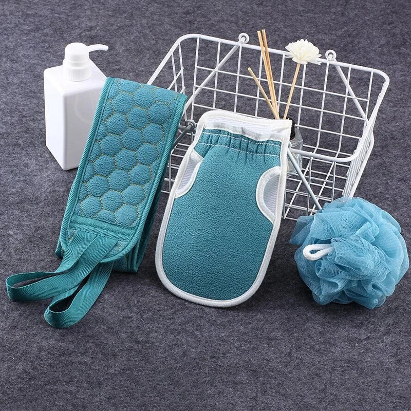 Pack 3 en 1: Banda Exfoliante + Guante + Esponja de Baño