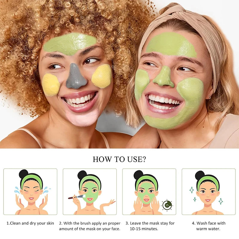 Set de Mascarillas de Arcilla 4 en 1 — Detox, Hidratación y Brillo