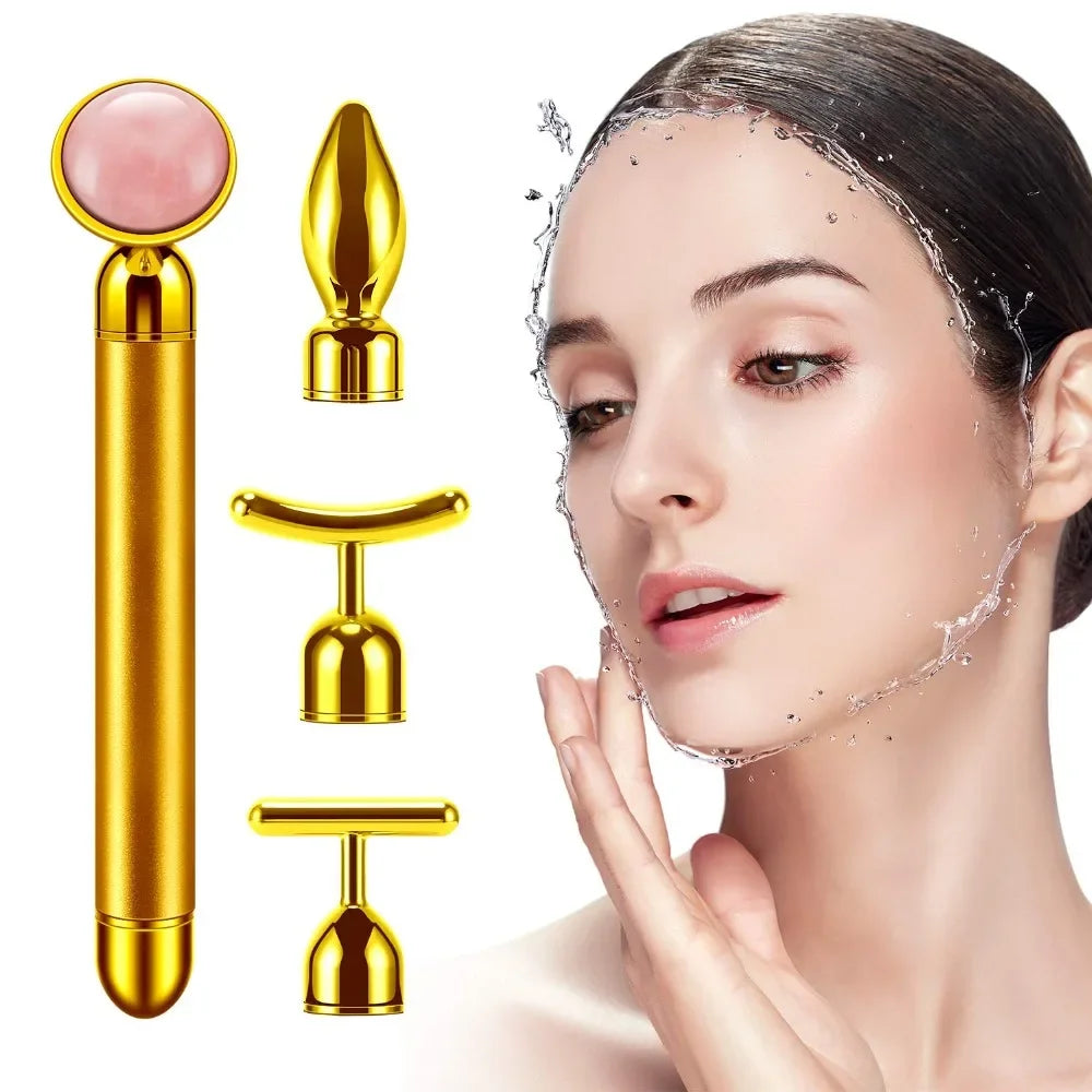 Set de Masaje Facial Premium con Rodillos de Jade Natural y Cuarzo Rosa – 4 en 1 con Estuche de Lujo