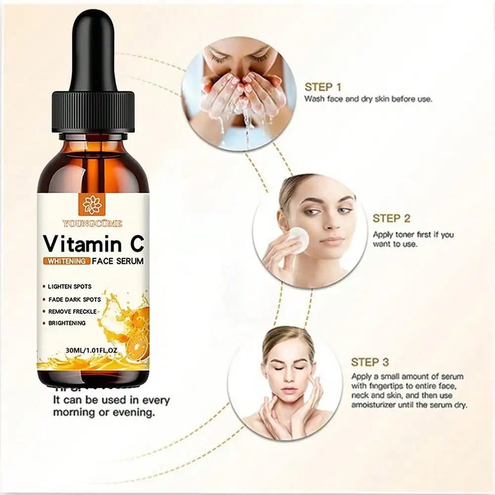 Sérum Facial de Vitamina C – Iluminador, Antimanchas y Antiedad con Ácido Hialurónico