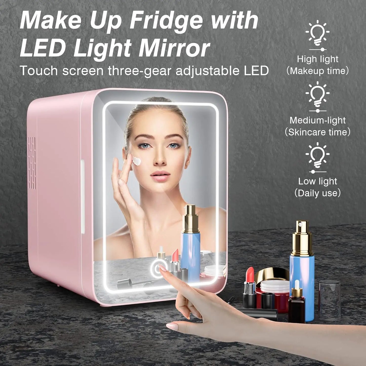 Mini Nevera Skincare Premium con Espejo LED – Glamour y Frescura