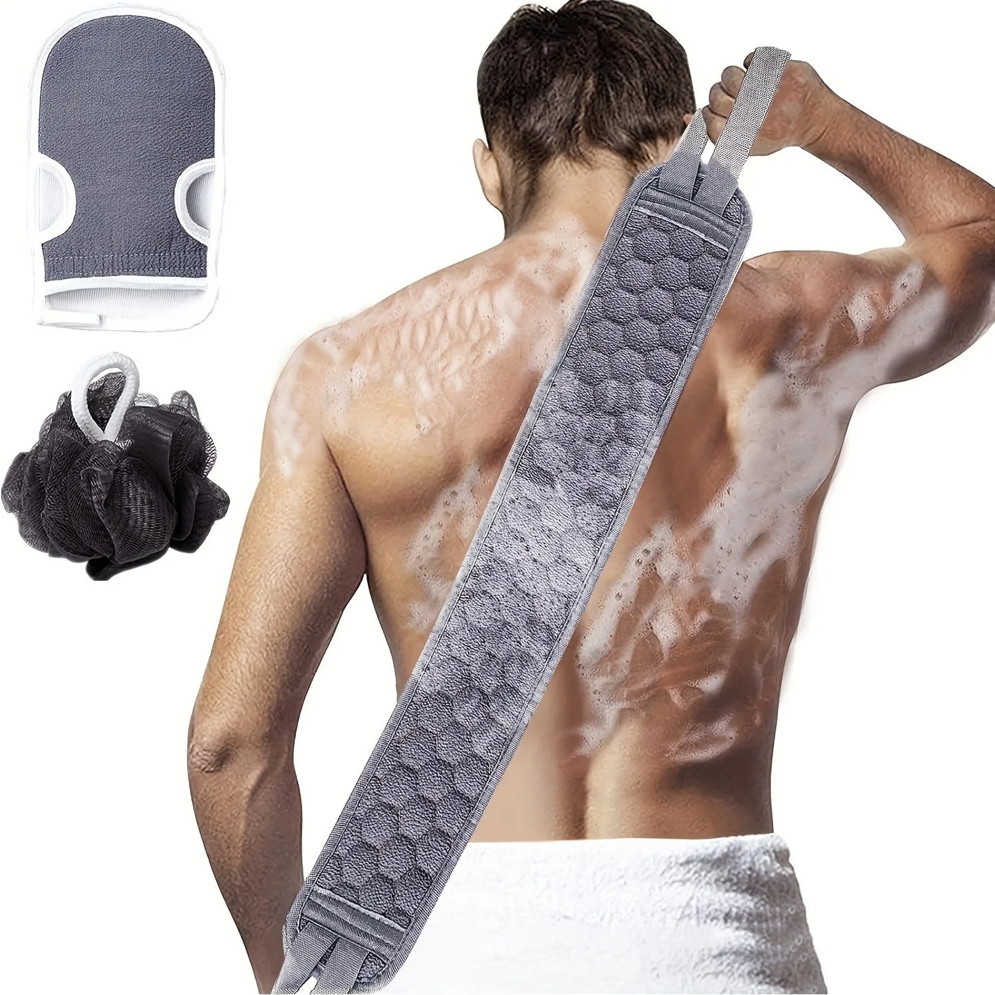 Pack 3 en 1: Banda Exfoliante + Guante + Esponja de Baño