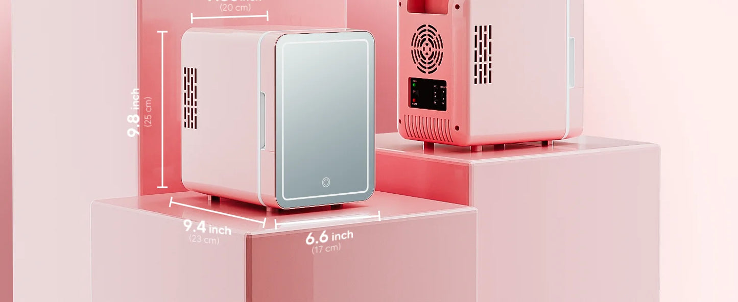 Mini Nevera Skincare Premium con Espejo LED – Glamour y Frescura