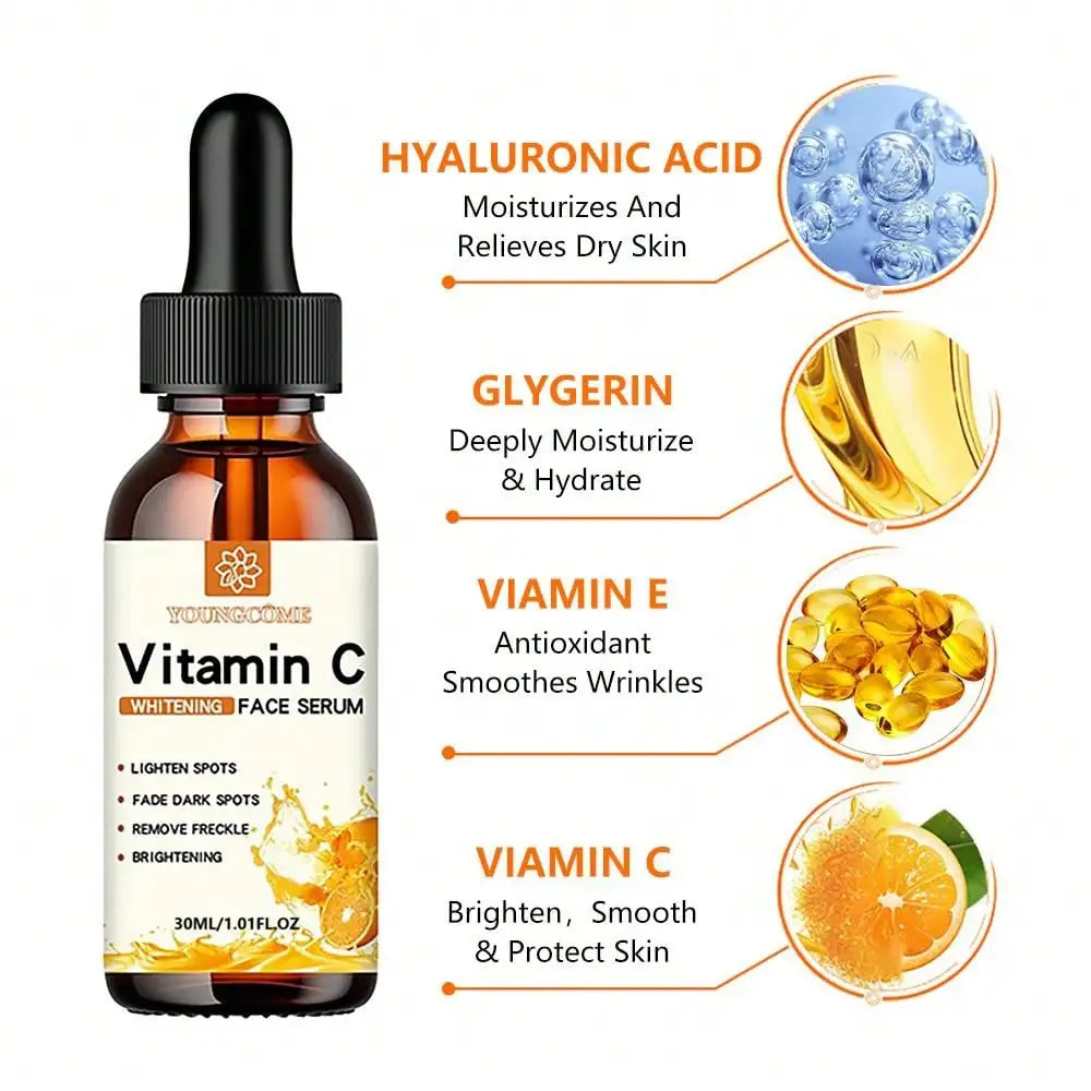 Sérum Facial de Vitamina C – Iluminador, Antimanchas y Antiedad con Ácido Hialurónico