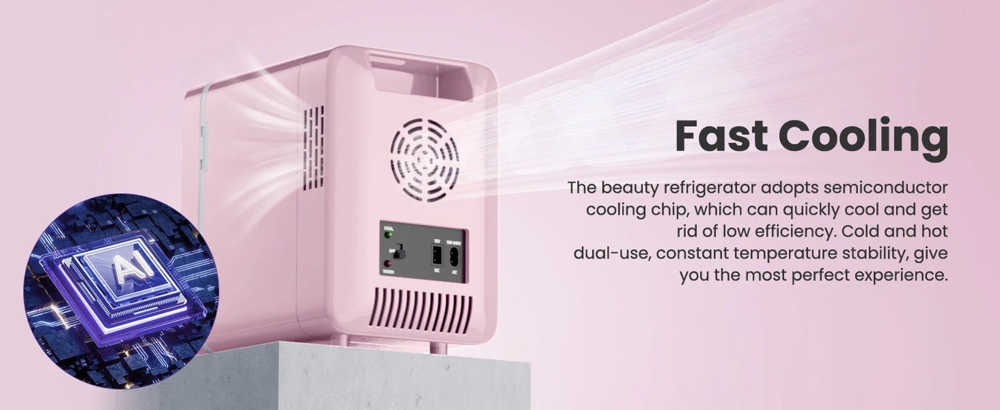 Mini Nevera Skincare Premium con Espejo LED – Glamour y Frescura