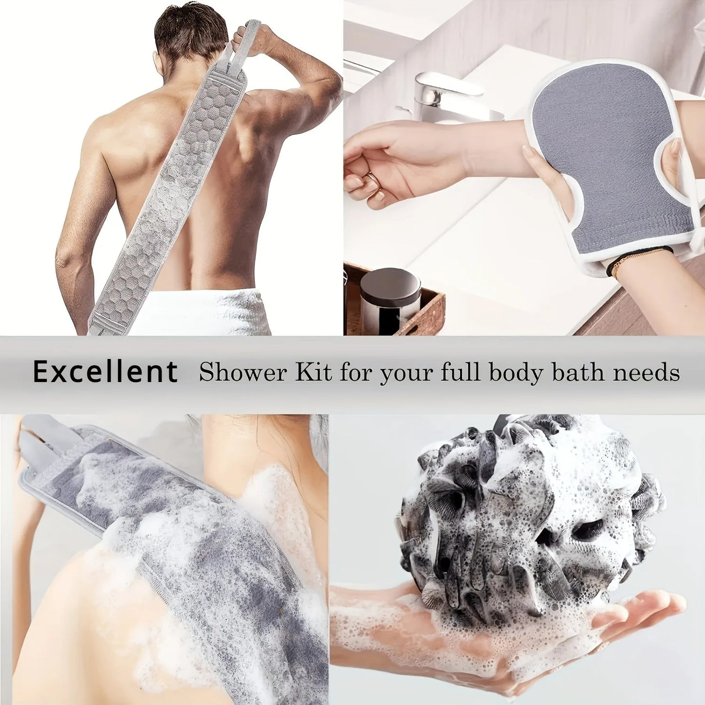 Pack 3 en 1: Banda Exfoliante + Guante + Esponja de Baño