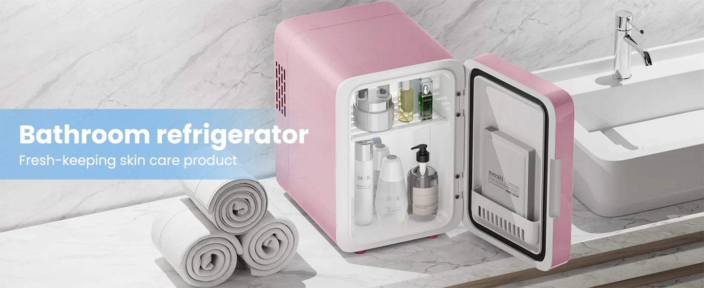 Mini Nevera Skincare Premium con Espejo LED – Glamour y Frescura