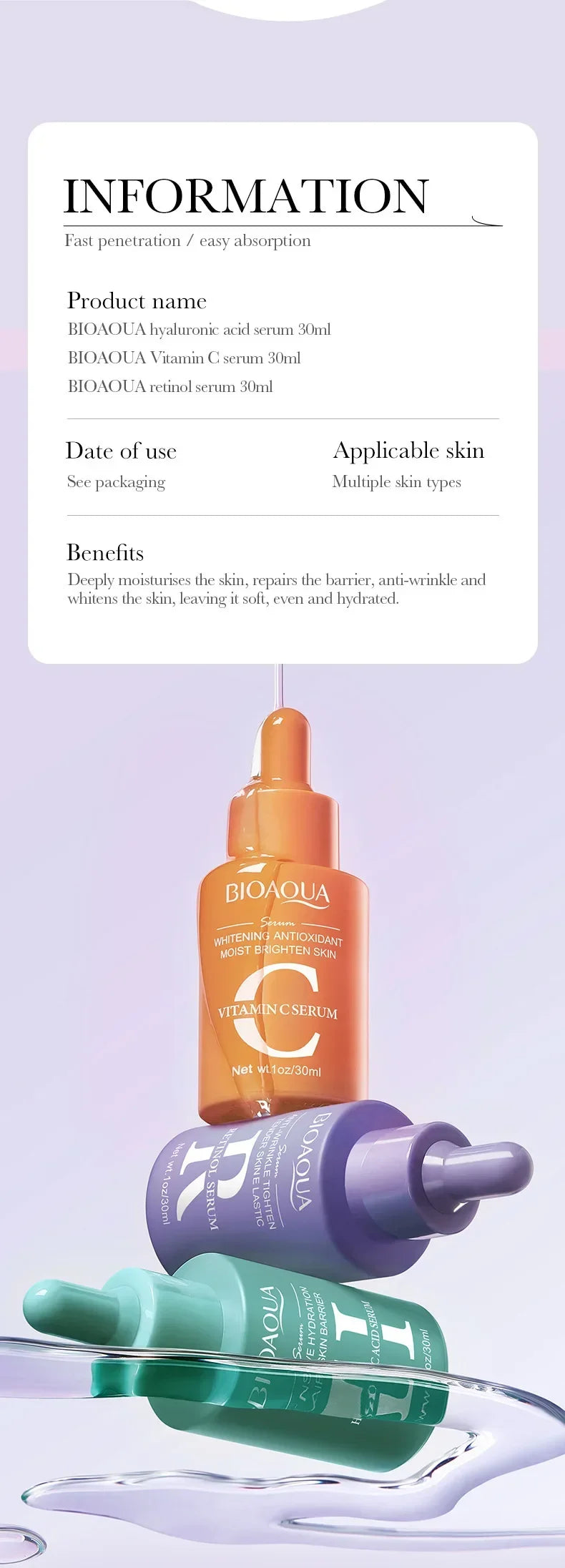 Sérum Facial Hidratante Multifunción – Fórmulas Premium con Ácido Hialurónico, Vitamina C y Más