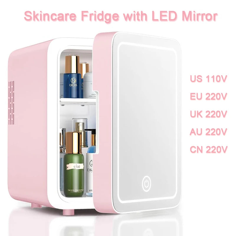 Mini Nevera Skincare Premium con Espejo LED – Glamour y Frescura