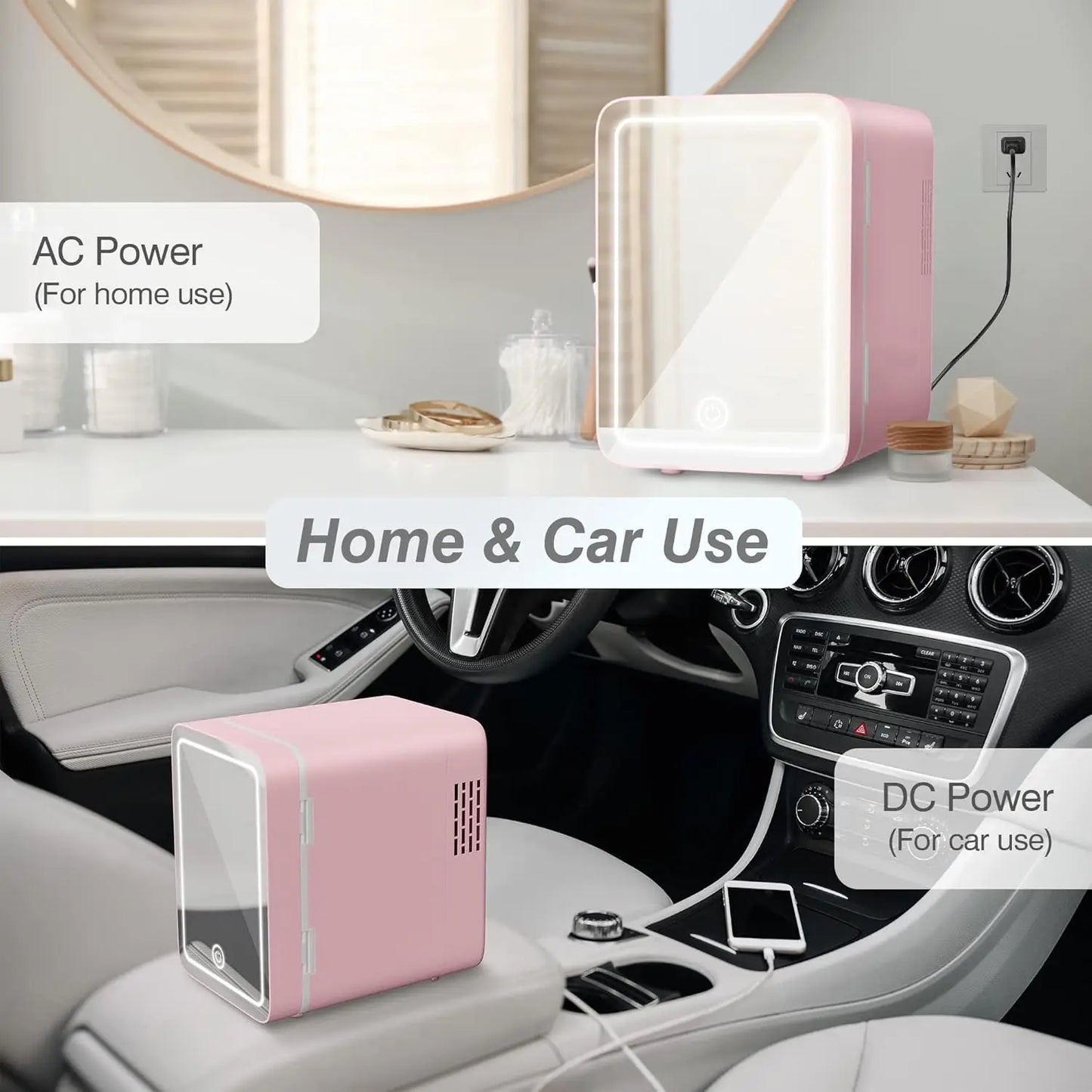 Mini Nevera Skincare Premium con Espejo LED – Glamour y Frescura
