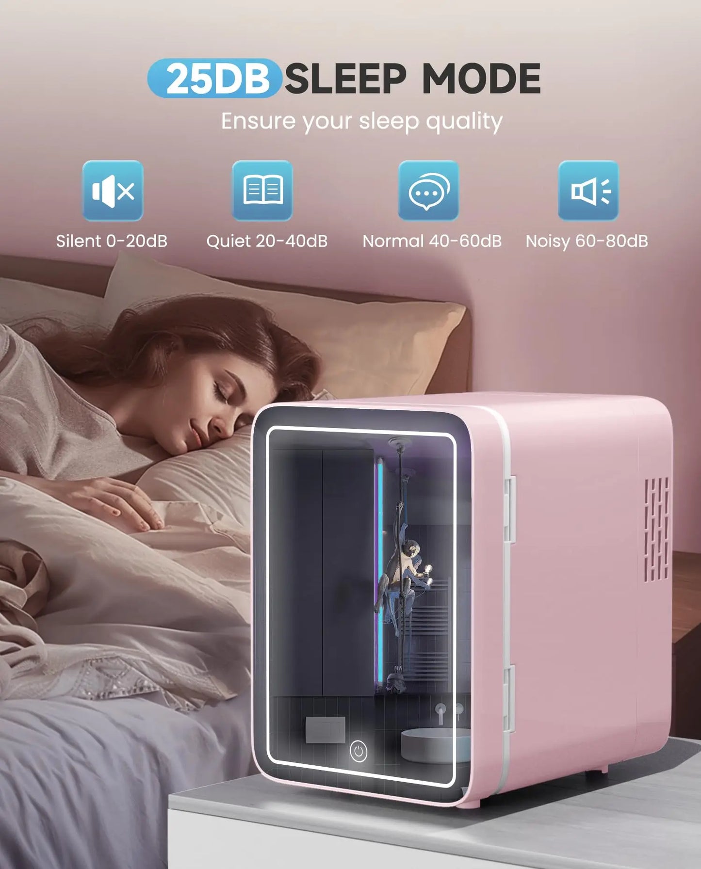 Mini Nevera Skincare Premium con Espejo LED – Glamour y Frescura