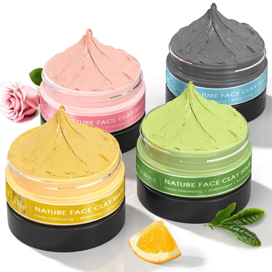 Set de Mascarillas de Arcilla 4 en 1 — Detox, Hidratación y Brillo