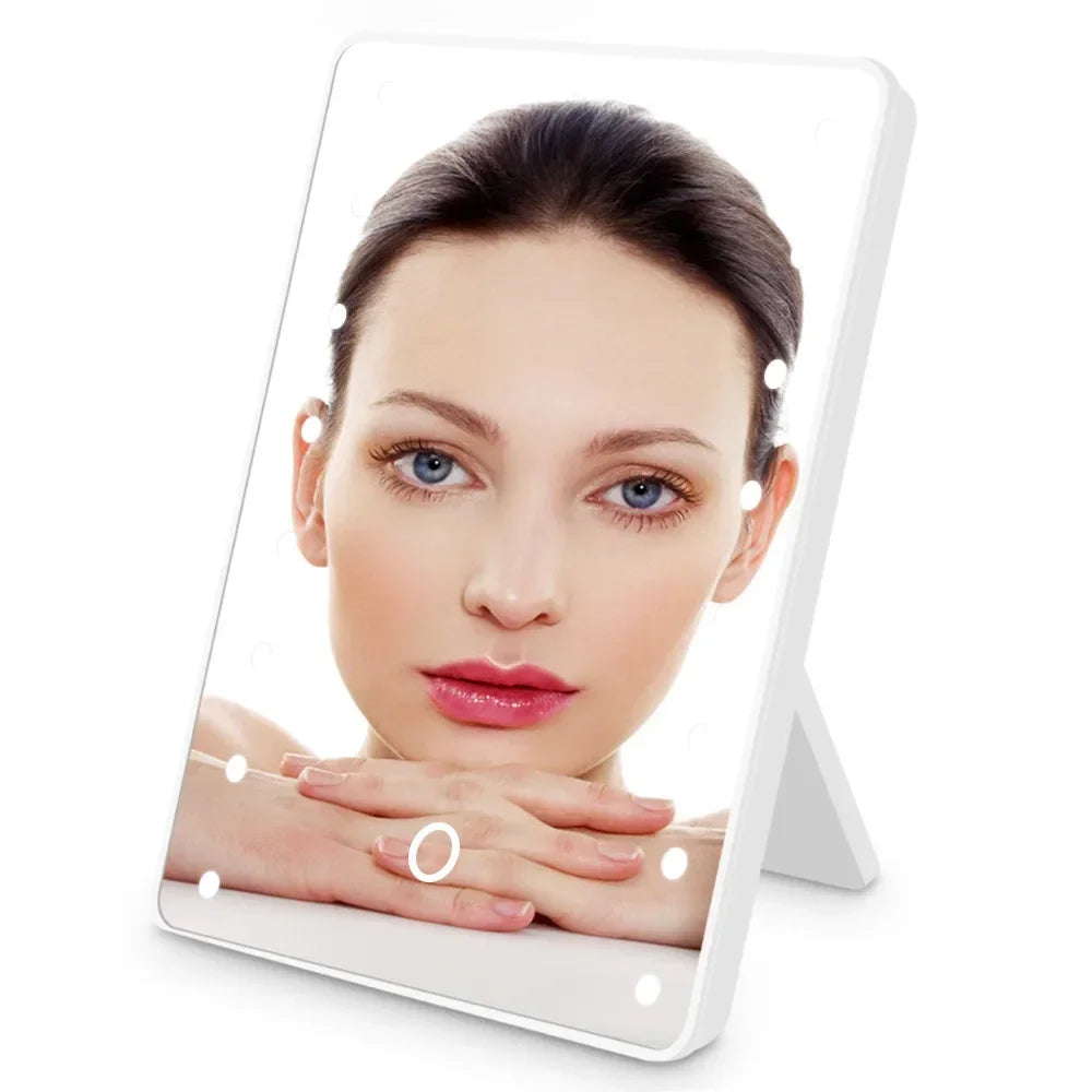 Espejo de Maquillaje LED con Botón Táctil – 16 Luces