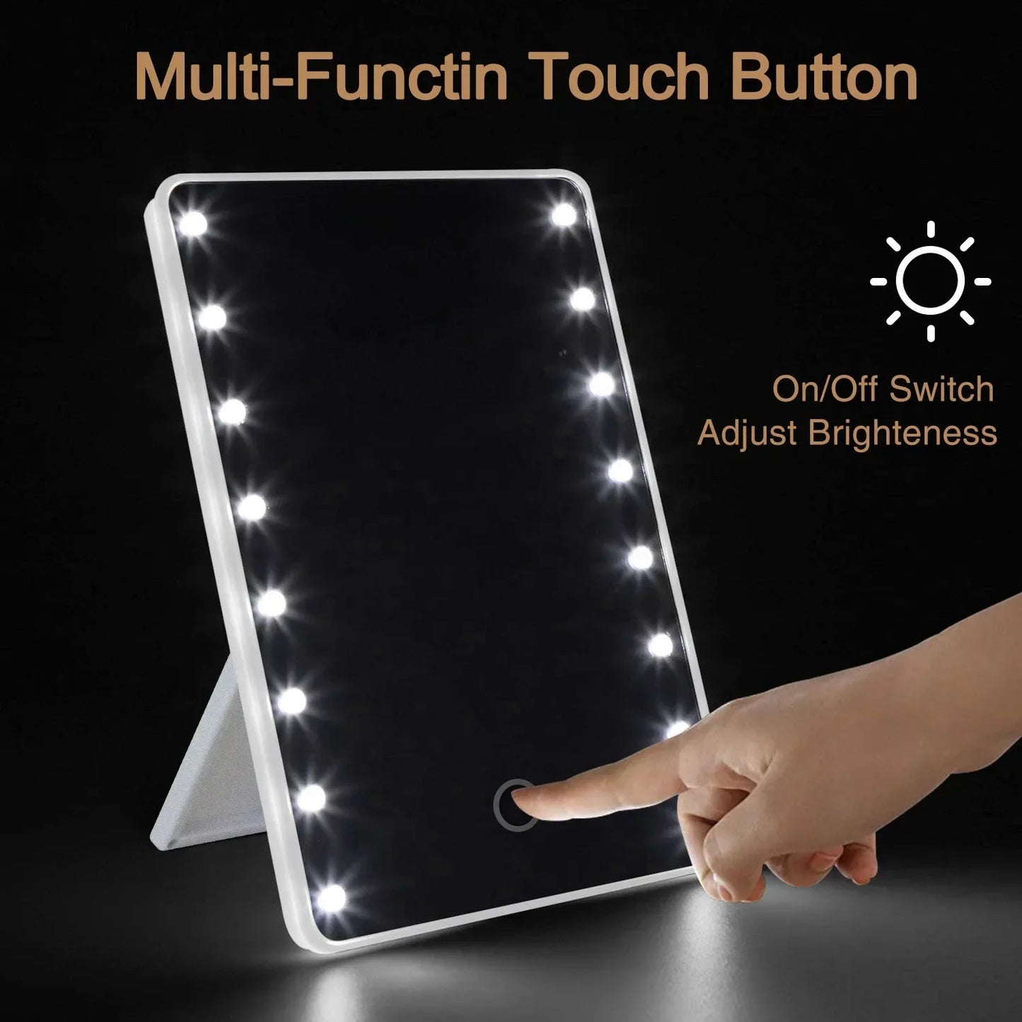 Espejo de Maquillaje LED con Botón Táctil – 16 Luces